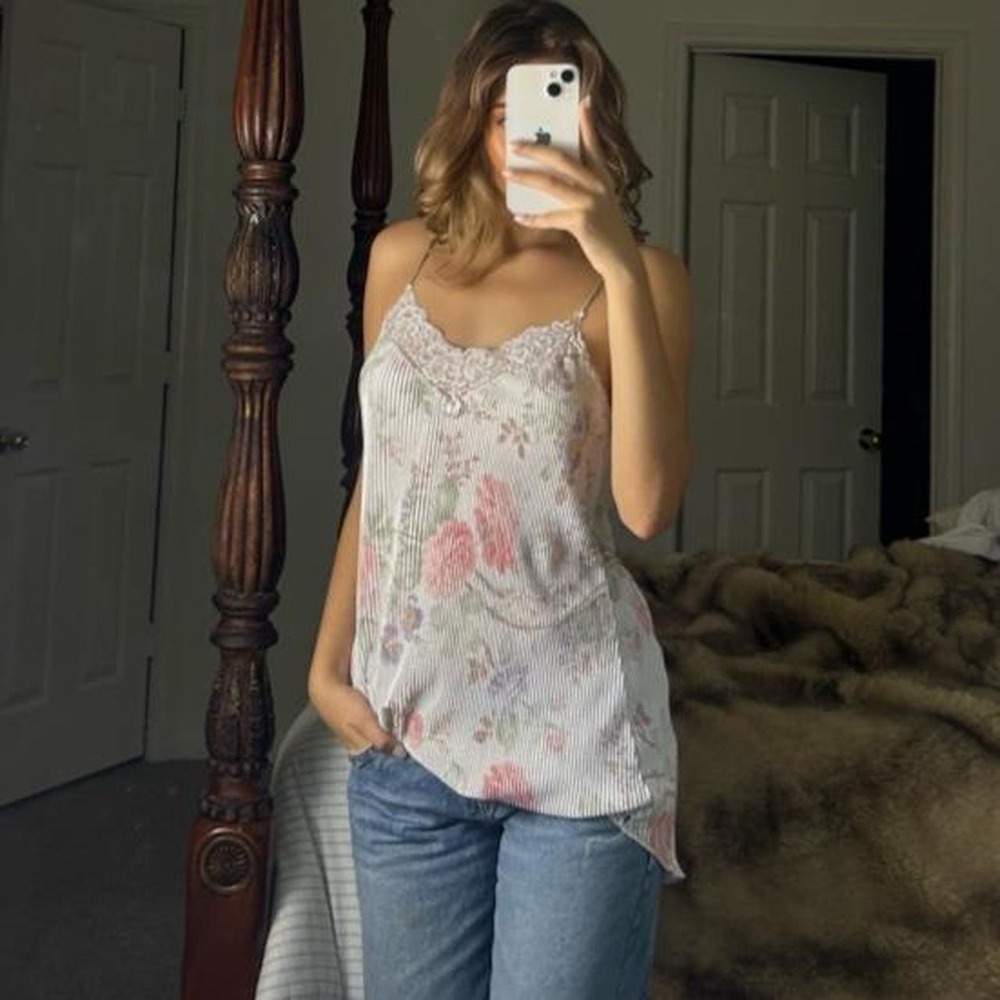 vintage floral lace trim camisole
